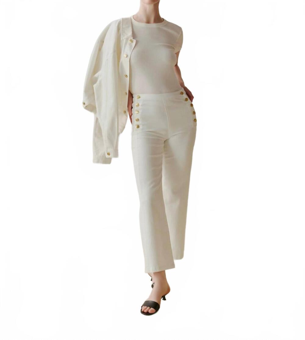 NEW DL1961 - WOMEN'S karmine refined wide leg high rise 28" jeans in white sailo